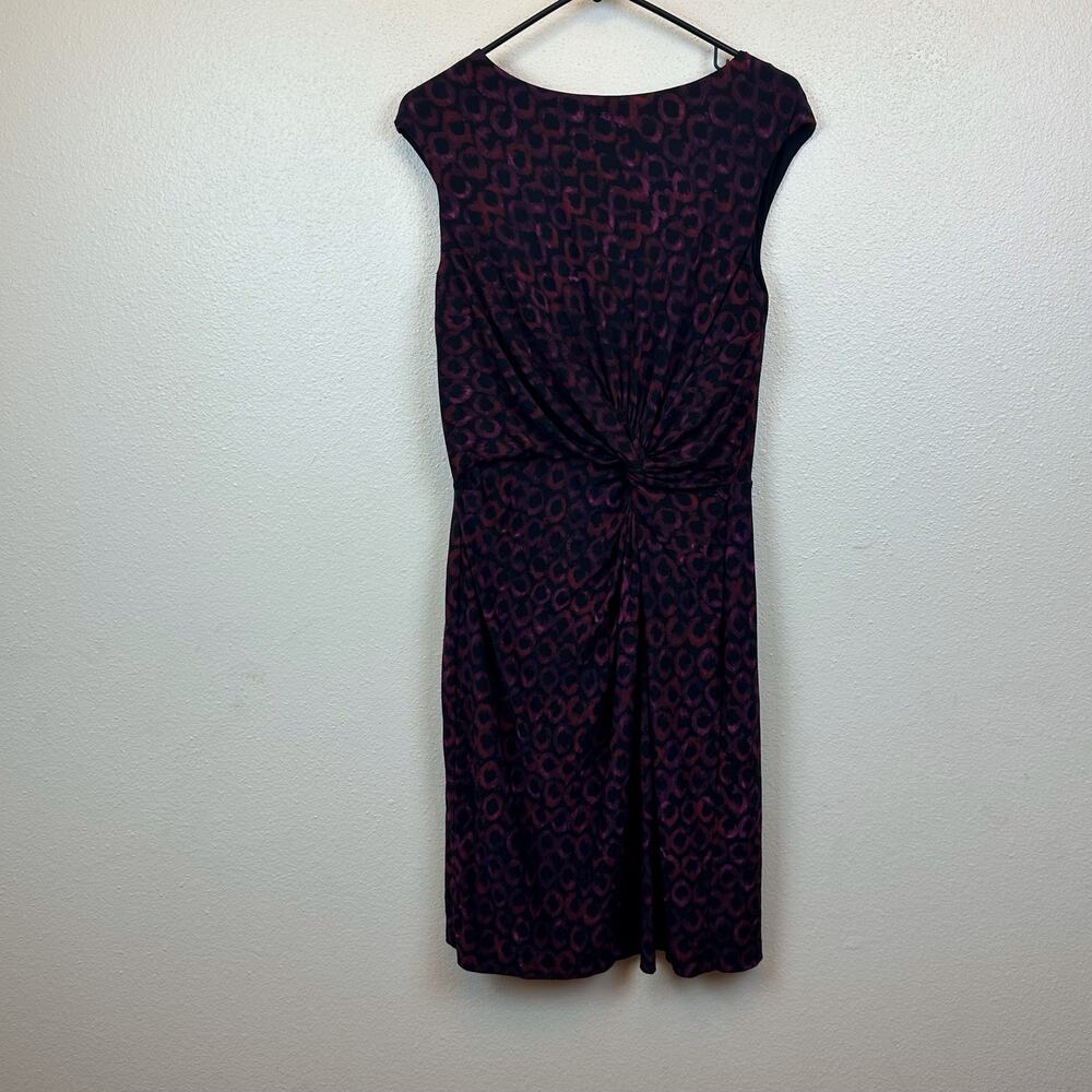 Lauren Ralph Lauren Size 12 Red Purple Sheath Twist Boat Neck Career Work Dress